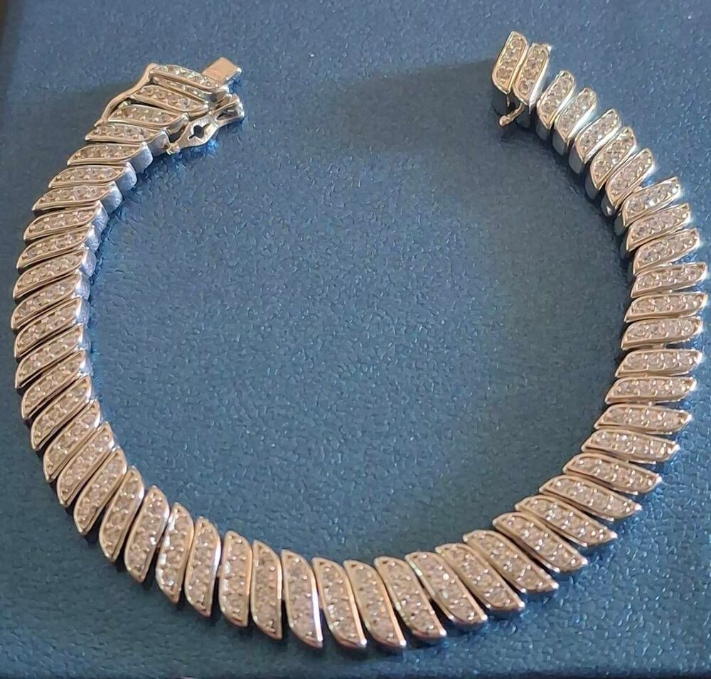 CERTIFIED GRA 5 Ct. Wavy "S" Link Genuine Moissanite Tennis Style Bracelet